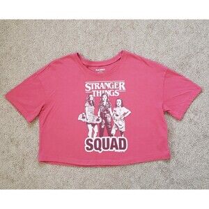 Stranger Things Squad Midriff Old Navy Girls Cropped T-Shirt L(10-12) Coral Pink